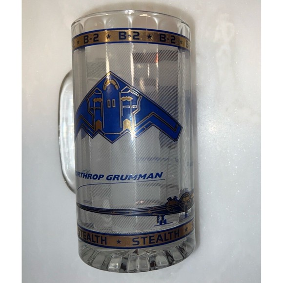Northrop Grumman Aviation B-2 Stealth Bomber BEER MUG military 22k Gold USA Ofcl - Picture 8 of 12